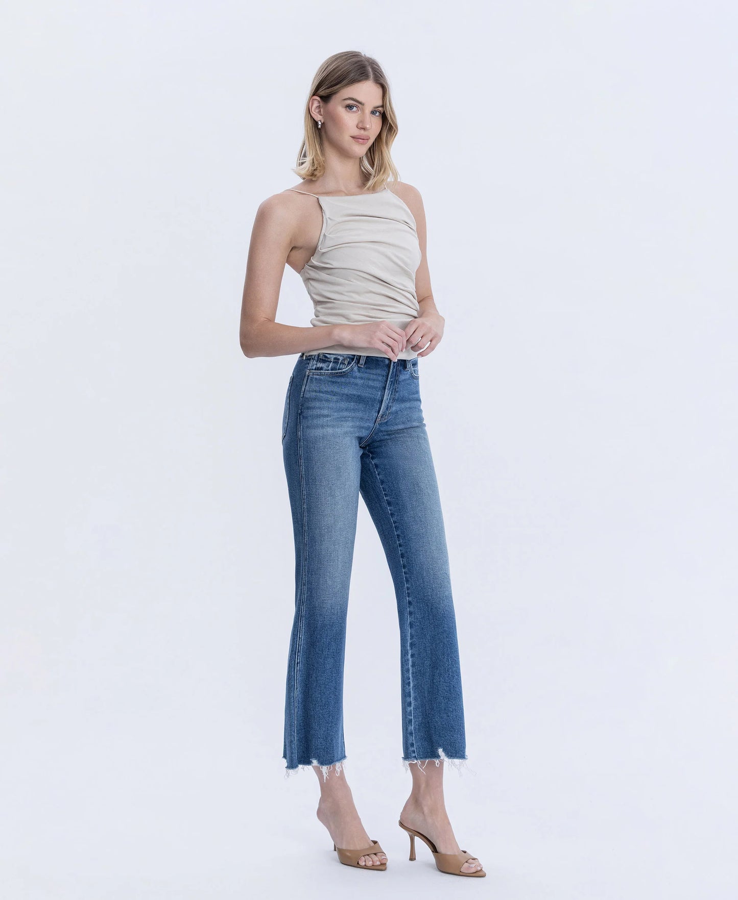 Treasure - High Rise Raw Hem Vintage Flare Jeans