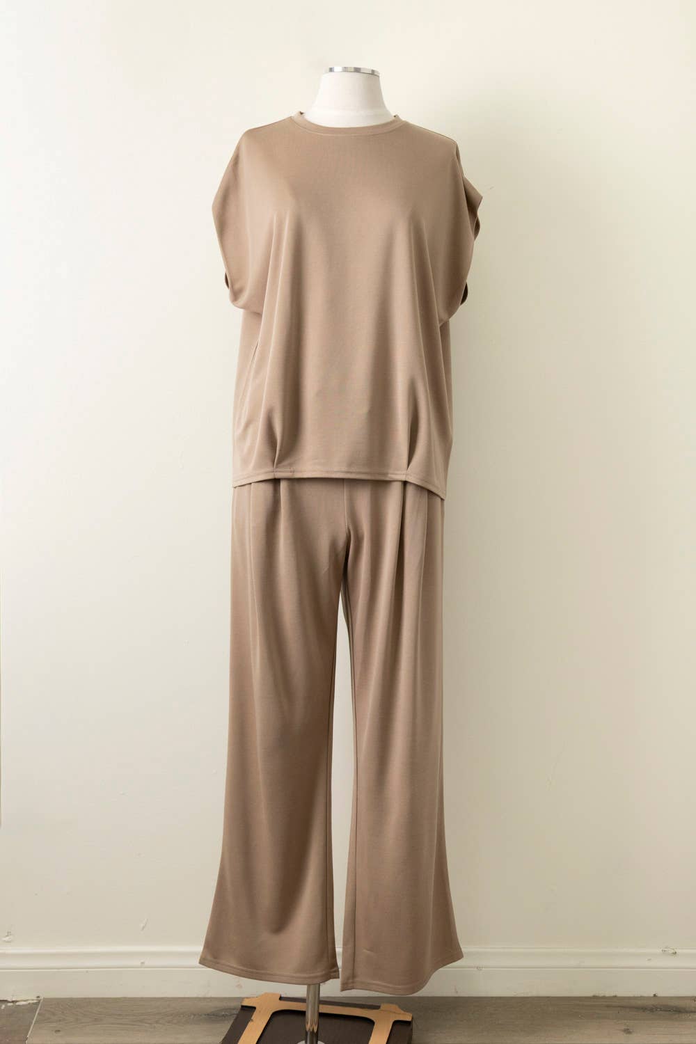 Solid Knit Comfy Top & Pants Set Color Mocha