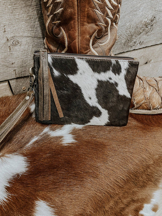 Trendy Colette Cowhide Wristlet Clutch