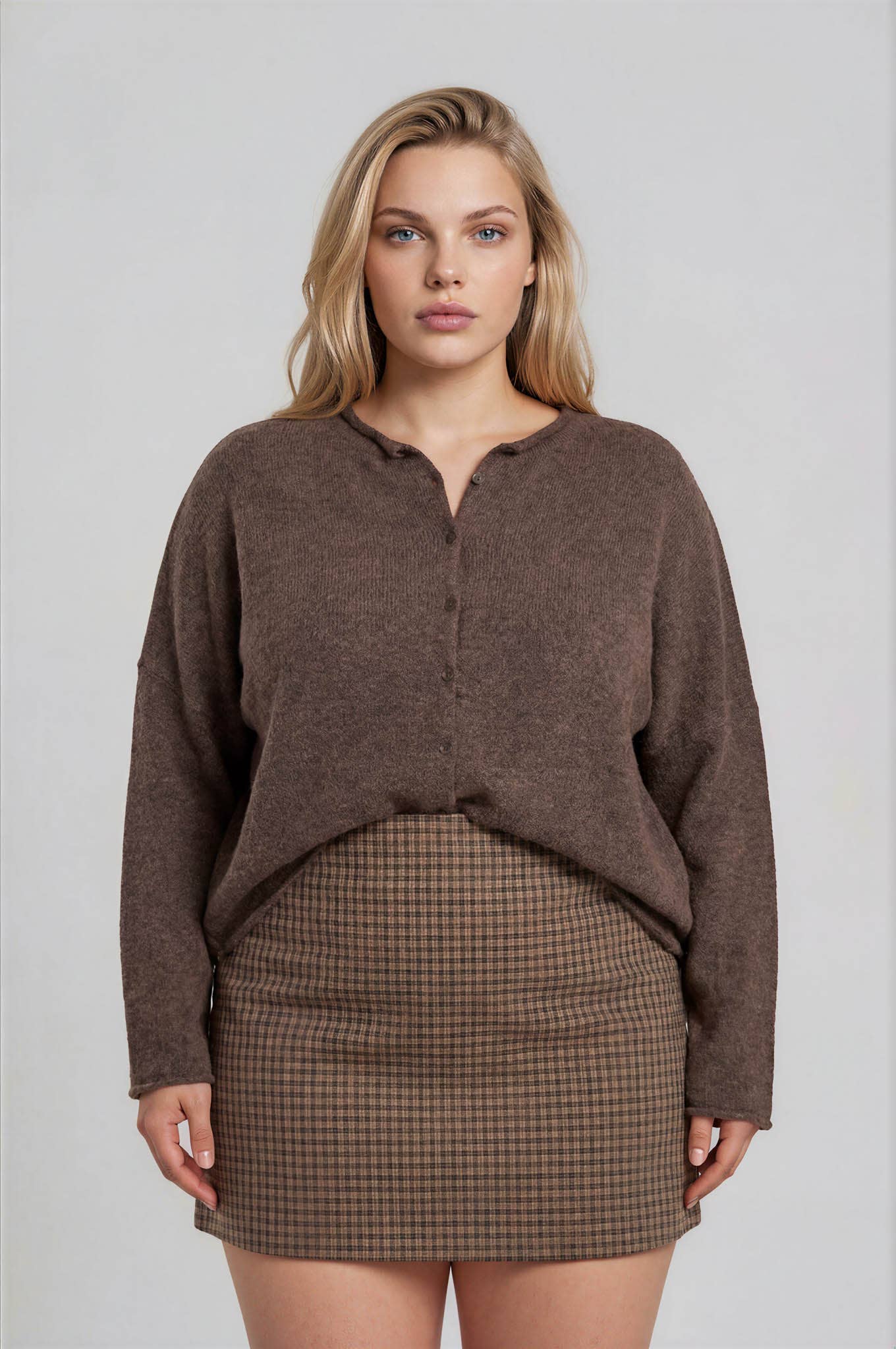 PLUS LIGHTWEIGHT BUTTON DOWN KNIT CARDIGAN