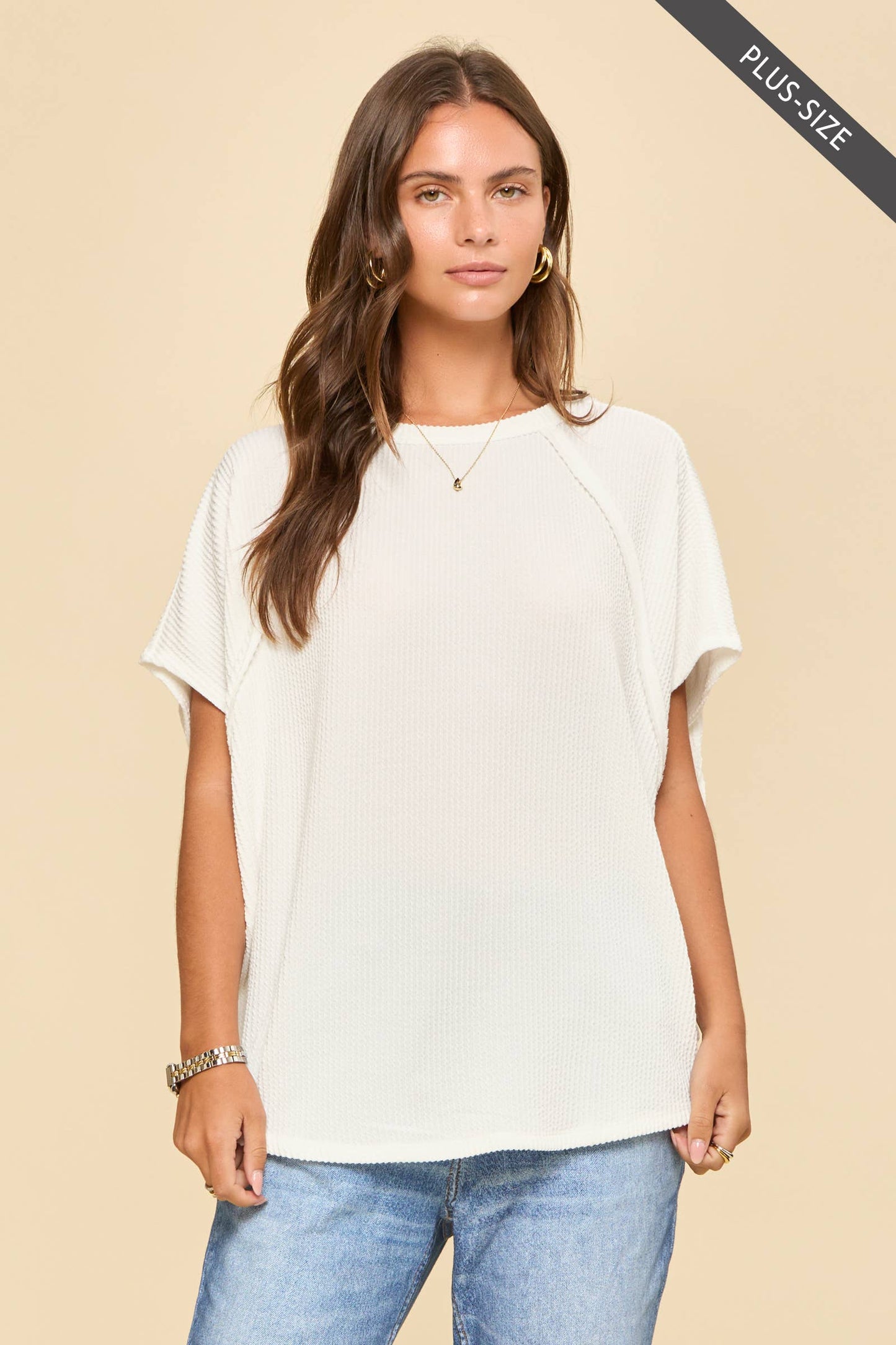 Relaxed Style Knit Top: Ivory