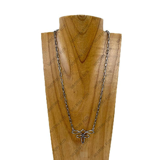 21'' Silver metal chain with Celtic lotus pendant Necklace