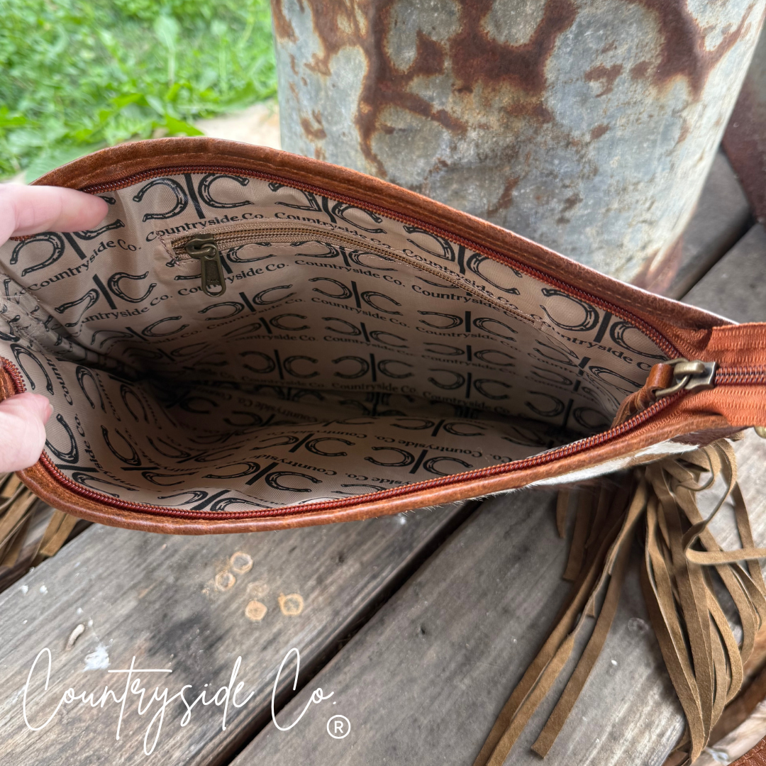 Longhorn Trail Cowhide Checkered Purse