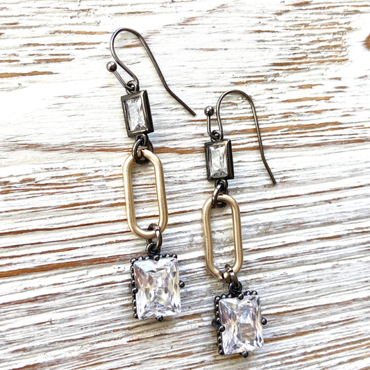Mixed metal paperclip earrings
