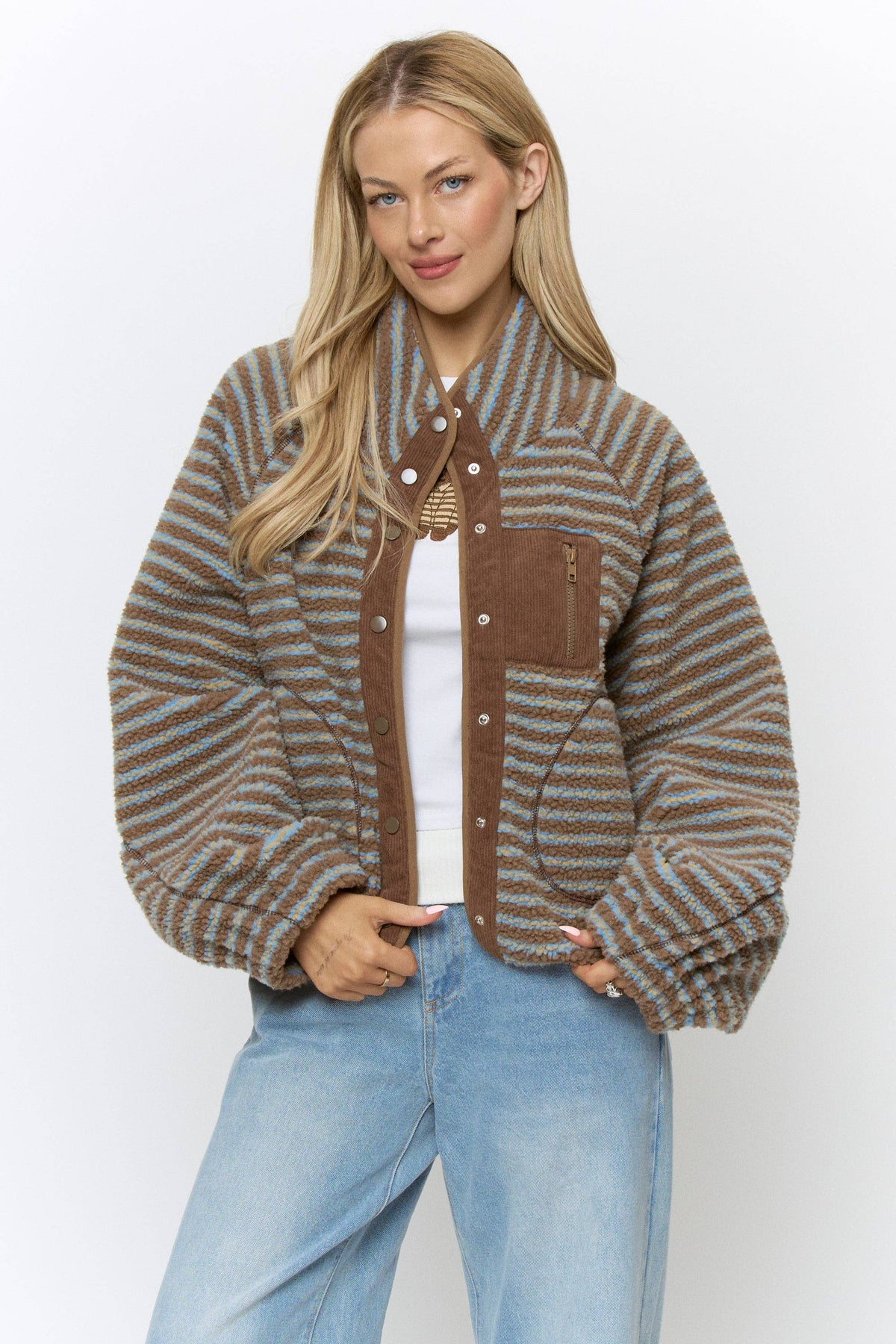 OVERSIZED PRINTED FLEECE JACKET