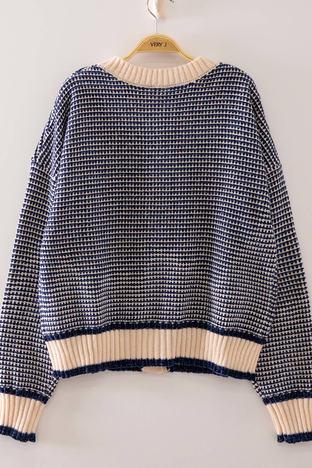 Blue Textured Knit Cardigan