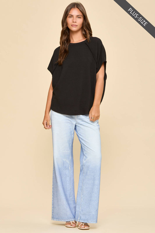 Relaxed Style Knit Top: Black