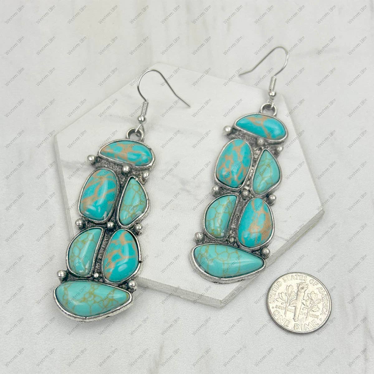 Silver metal with light blue turquoise stone Earrings