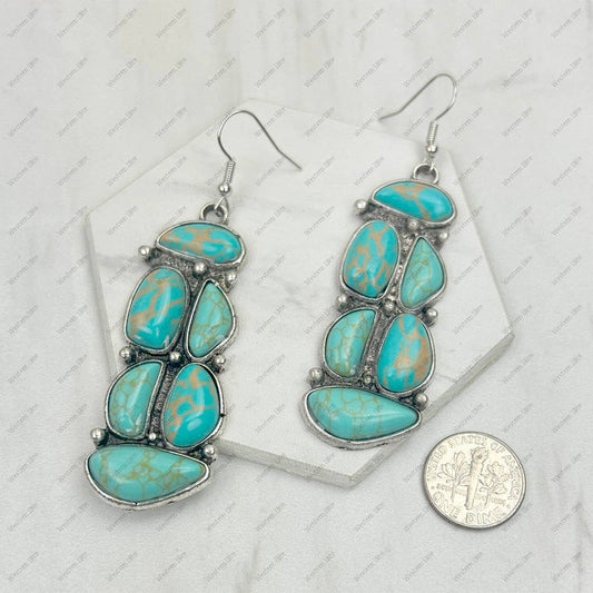 Silver metal with light blue turquoise stone Earrings