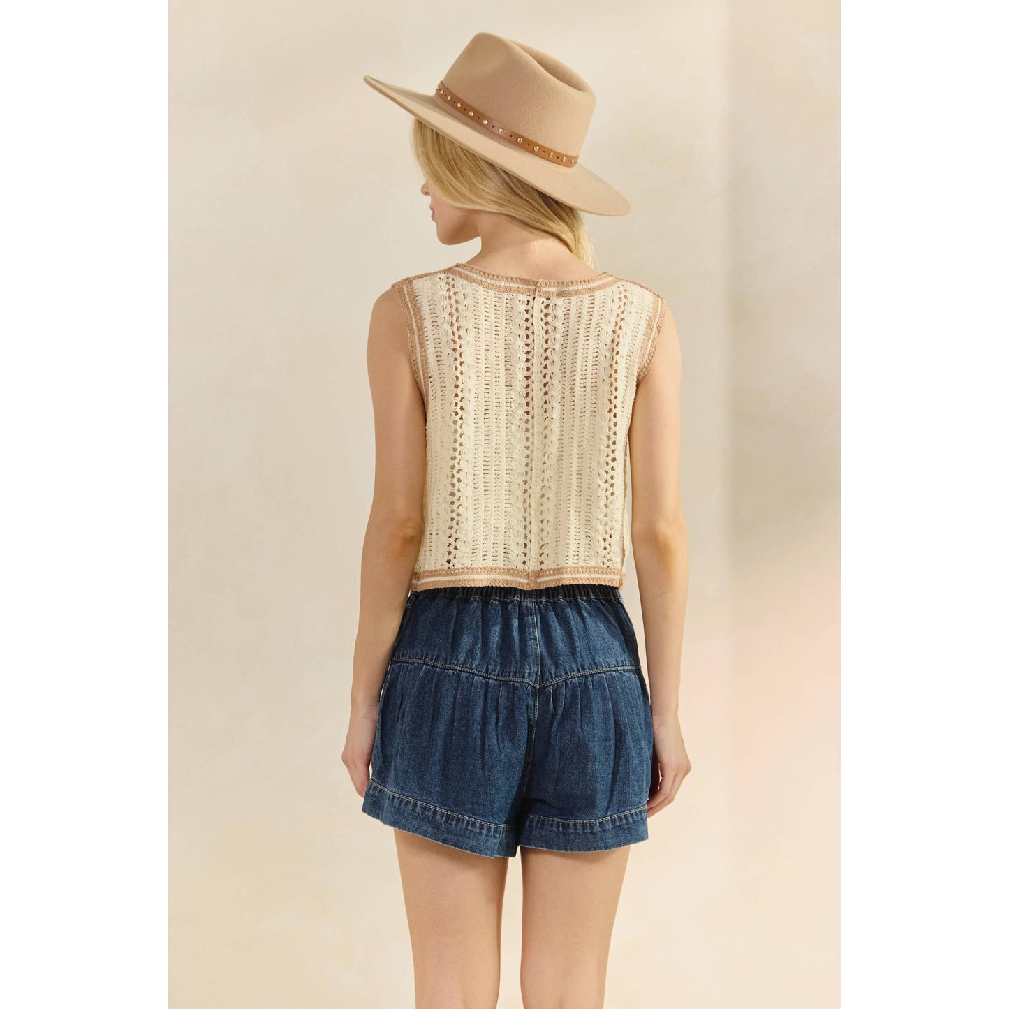 Tiered Denim Shorts with Front Buttons