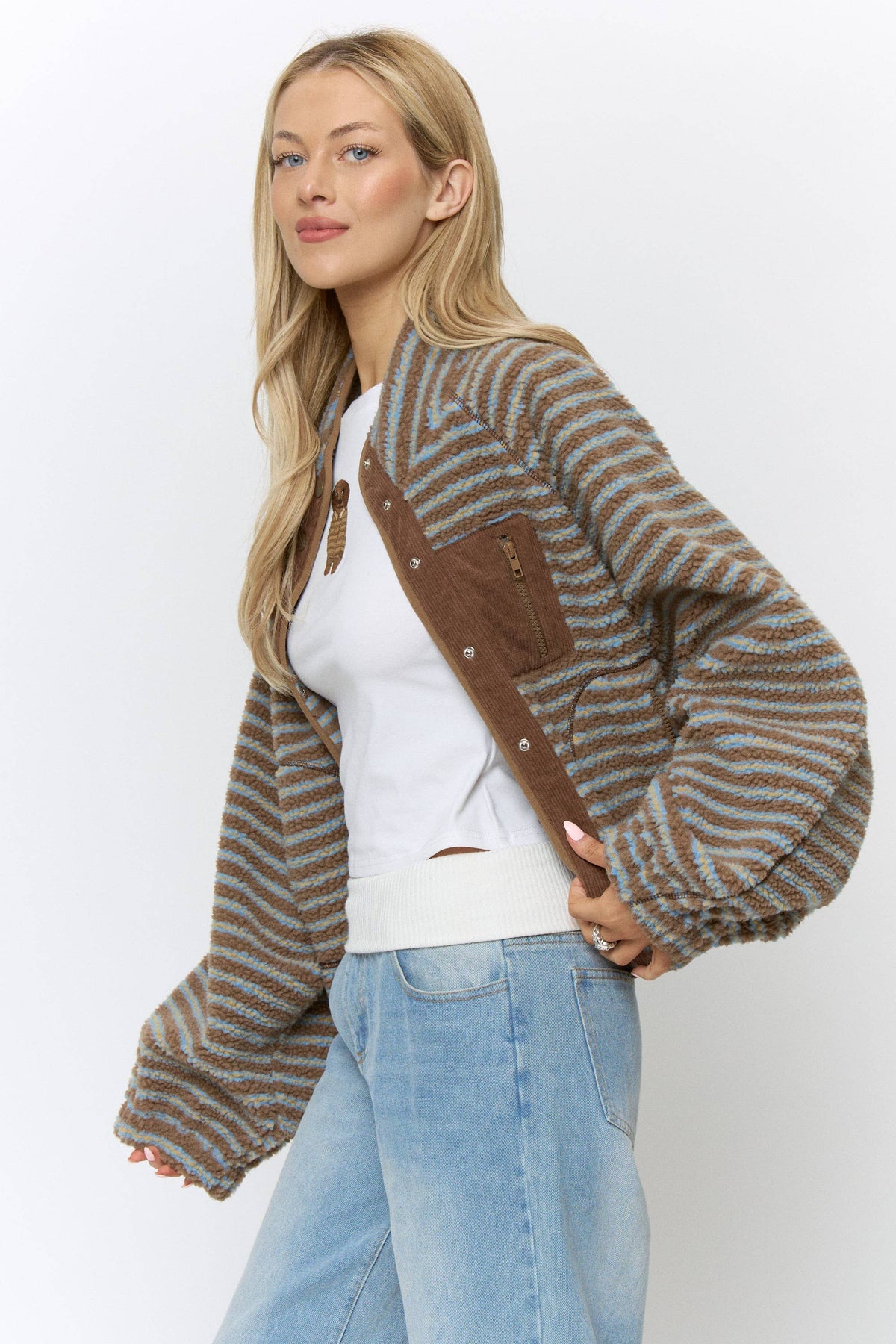 OVERSIZED PRINTED FLEECE JACKET