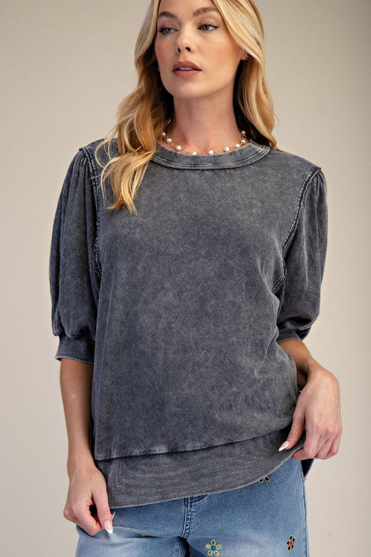RELAXED WASHED KNIT TOP ASH