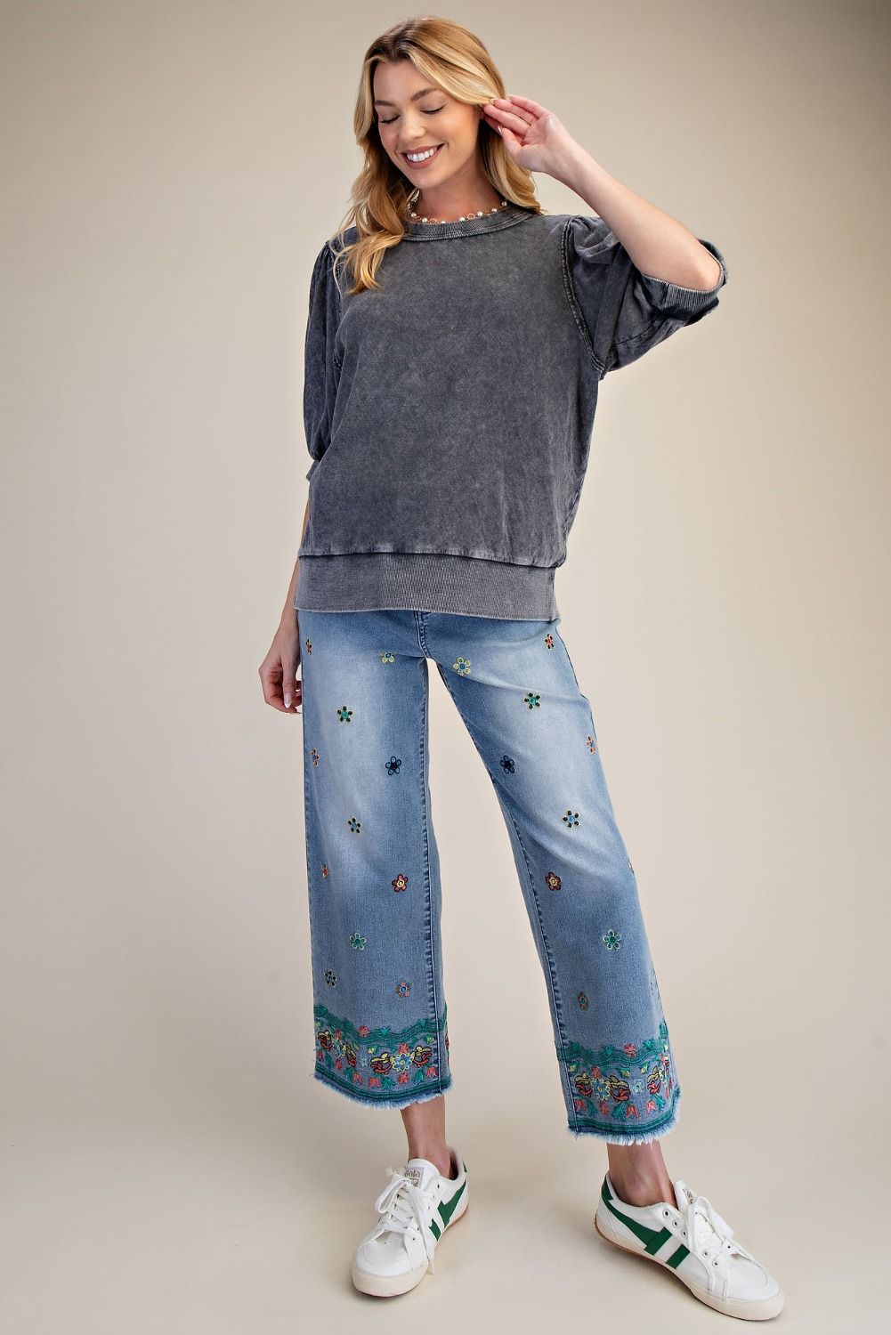 RELAXED WASHED KNIT TOP ASH