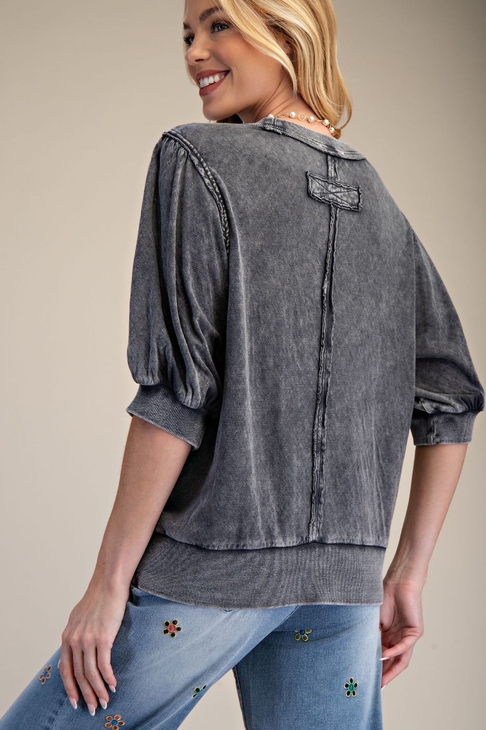 RELAXED WASHED KNIT TOP ASH