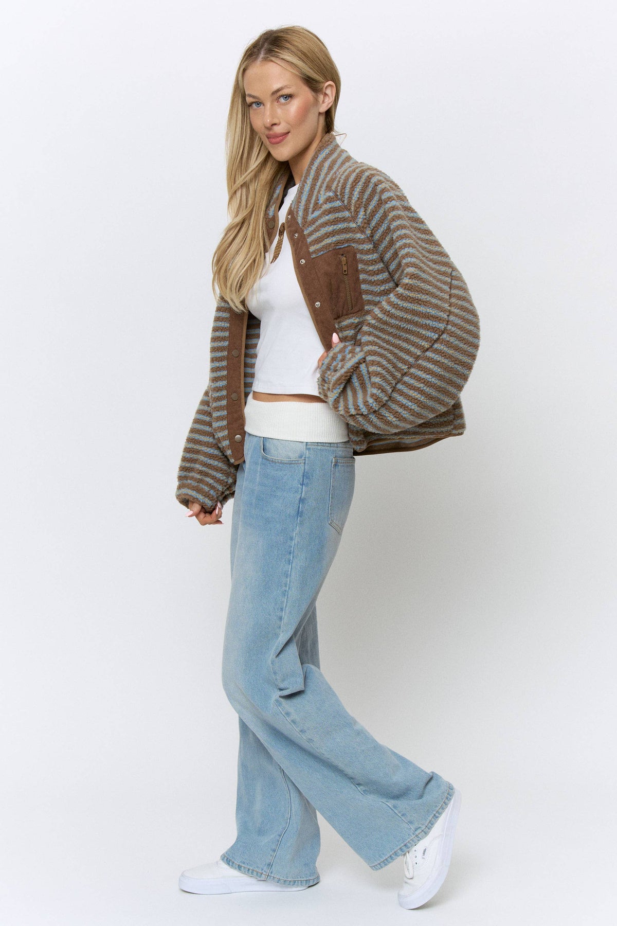 OVERSIZED PRINTED FLEECE JACKET