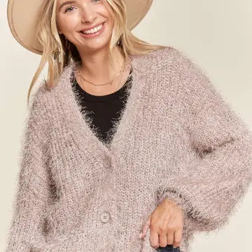 BUTTON Down Sweater Cardigan - Sand