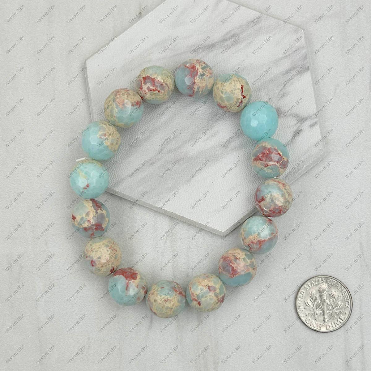 Light blue face cut agate beads Bracelet.