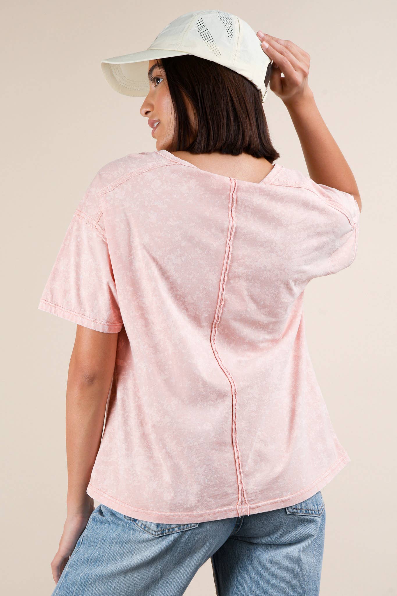PLUS SIZE Short Sleeve Washed Knit Pocket Tee